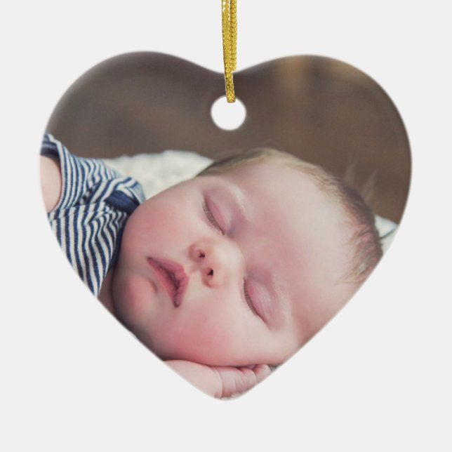 My First Christmas Baby Photo, Name and Year Ceramic Ornament (Front)