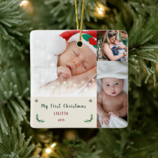 My First Christmas Baby Photo Name Ornament