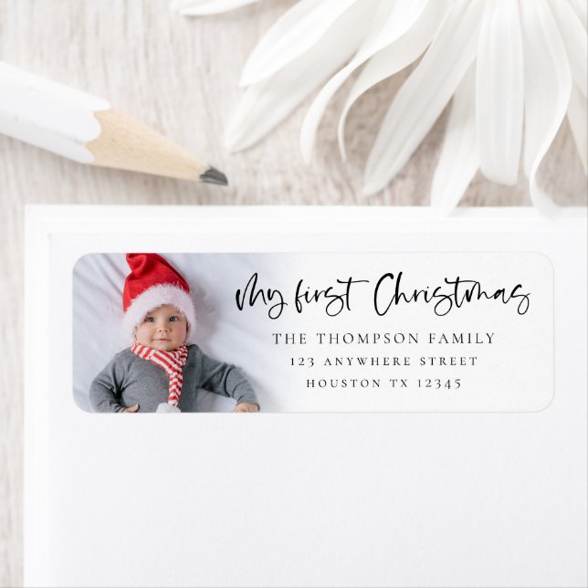 My First Christmas Baby Photo Name Return Address (Insitu)