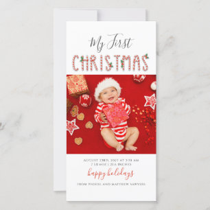 My First Christmas Baby Photos Modern Holiday Card