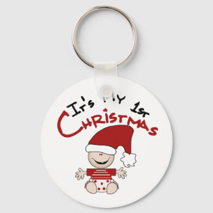 My First Christmas Baby Santa Tshirts and Gifts Keychain