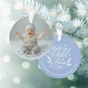 My First Christmas Blue Personalized Photo Ornament