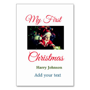 My first Christmas candle add baby photo name leav Table Number