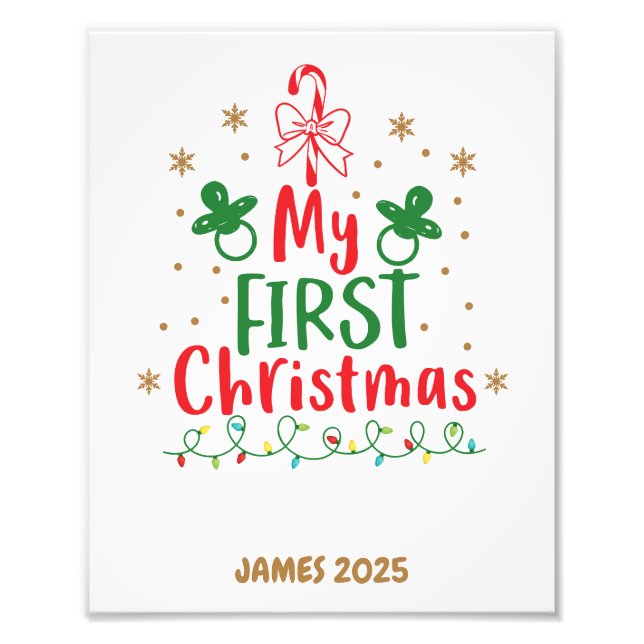 My First Christmas Candy Cane Photo Print (Front)