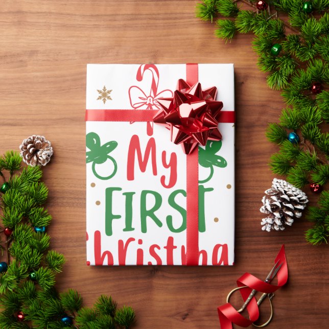 My First Christmas Candy Cane Wrapping Paper (Holiday Gift)