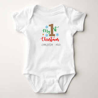My First Christmas Custom Name Baby Bodysuit