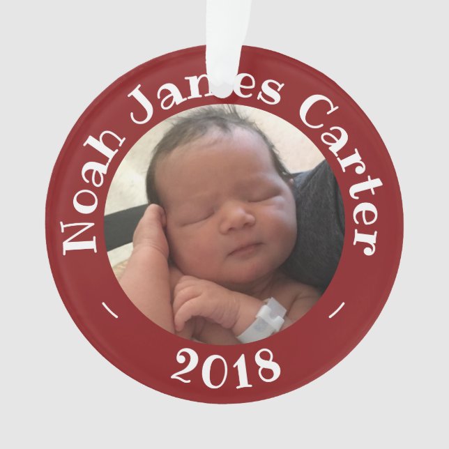 My First Christmas Custom Photo Keepsake 2018 Ornament (Front)