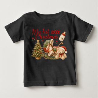 My First Christmas Cute and Colourful Festive Baby T-Shirt