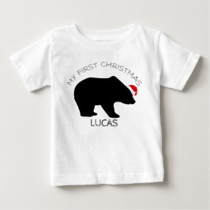 My First Christmas Cute Bear Santa Personalized Baby T-Shirt