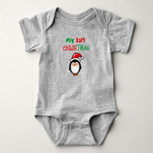 My First Christmas Cute Penguin Baby Bodysuit