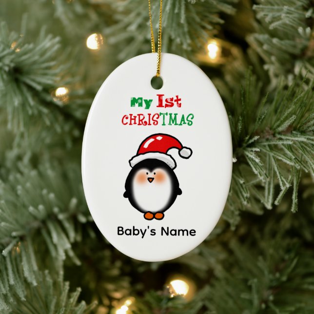 My First Christmas Cute Penguin Ceramic Ornament (Tree)