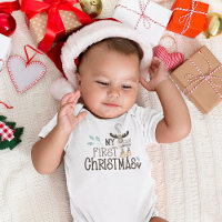 My First Christmas Cute Reindeer Script Baby