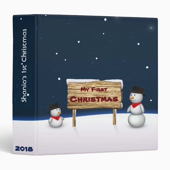 My First Christmas Cute Snowmen Memory Binder (Front/Spine)