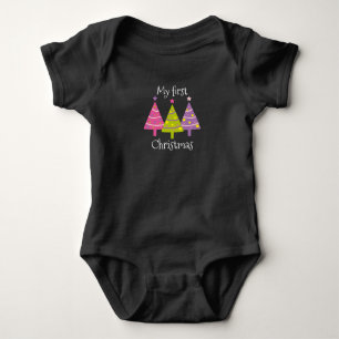 My First Christmas Cute Trees Baby Bodysuit