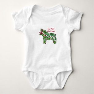 My First Christmas Dala Horse Baby Bodysuit