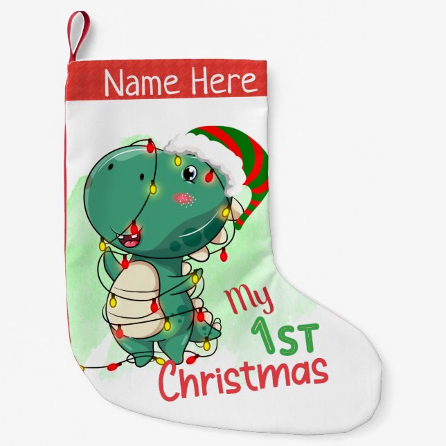My First Christmas Dinosaur Small Christmas Stocking (Front)