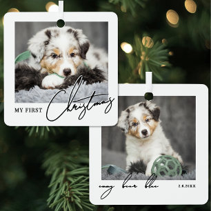 My First Christmas Dog Pet Photo Metal Ornament