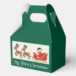 My First Christmas Favor Box– Cute Baby & Reindeer Favor Box