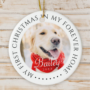 My First Christmas Forever Home Modern Pet Photo Ceramic Ornament