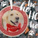 My First Christmas Forever Home Modern Pet Photo Glass Ornament<br><div class="desc">This simple and classic design is composed of serif typography and add a custom photo. "My First Christmas in my forever home" encircles the custom photo.</div>