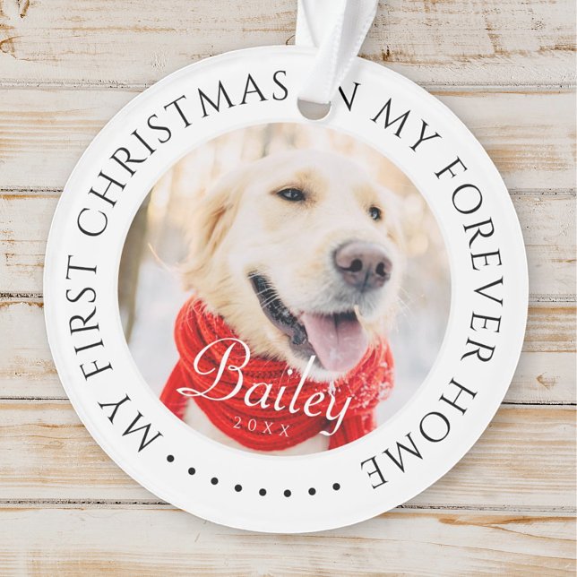My First Christmas Forever Home Modern Pet Photo Ornament (Creator Uploaded)