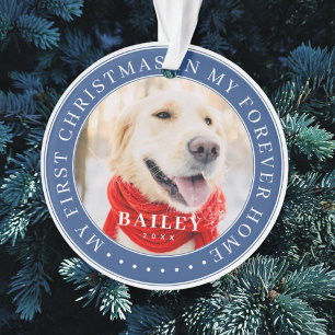 My First Christmas Forever Home Modern Pet Photo Ornament