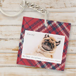 My First Christmas Forever Home Plaid Pet Photo Keychain<br><div class="desc">This simple and classic design is composed of serif typography and add a custom pet photo. "My First Christmas in my forever home" adorns the design.</div>