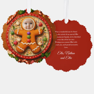 My First Christmas Fun Cute Gingerbread Photo Ornament Card