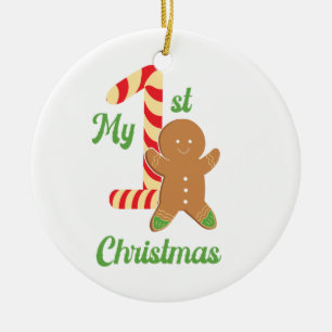 My First Christmas Gingerbread Man on a Ceramic Ornament