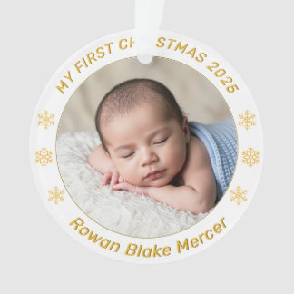 My First Christmas Gold Personalized Baby Photo 