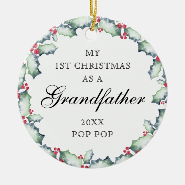 My First Christmas-Grandfather, Photo Keepsake Ceramic Ornament (Front)