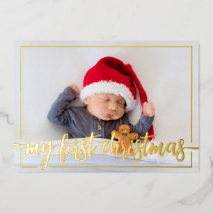 My first Christmas horizontal photo Foil Holiday Card
