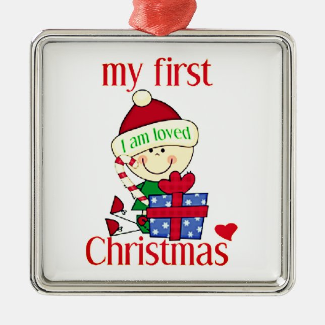 My First Christmas I Am Loved Metal Ornament (Front)