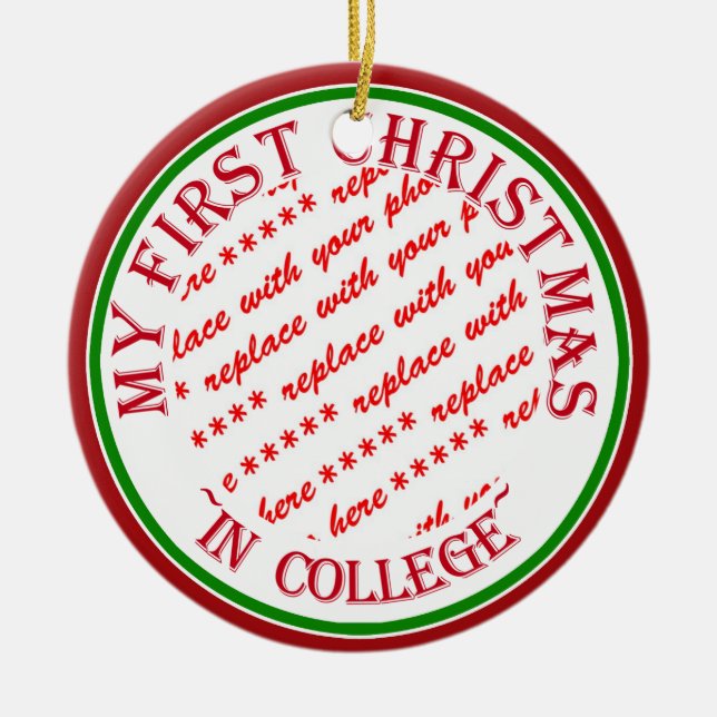 My First Christmas In College Photo Frame Ceramic Ornament (Front)