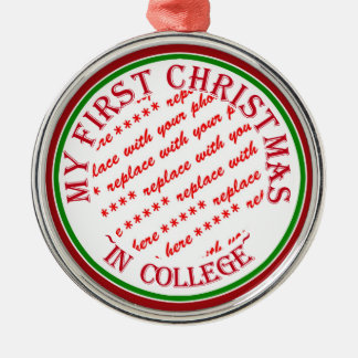 My First Christmas In College Photo Frame Metal Ornament