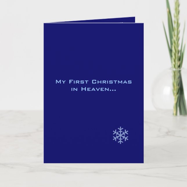 My First Christmas in Heaven Blue Snowflake Holiday Card (Front)