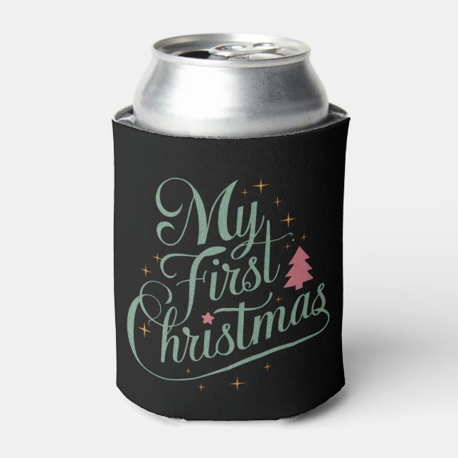 My First Christmas Matching Family Xmas Newborn Can Cooler (Can Front)