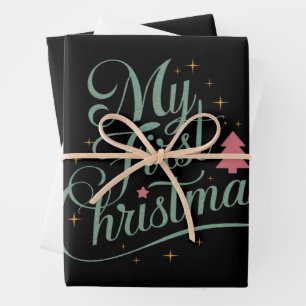 My First Christmas Matching Family Xmas Newborn Wrapping Paper Sheet