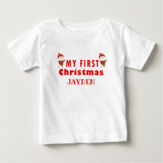 My First Christmas | Name Boy's  Baby T-Shirt