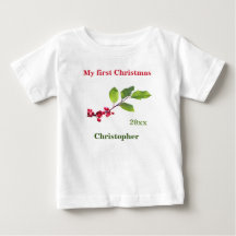 My first Christmas name date holly berry T-Shirt
