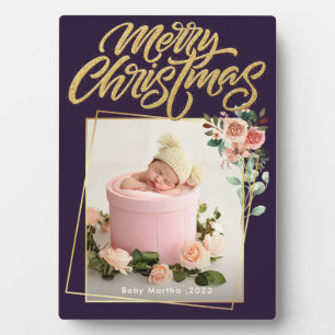 My First Christmas Name Year Baby Photo Plaque