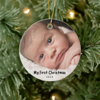 My First Christmas – Personalized Baby Photo Ceramic Ornament