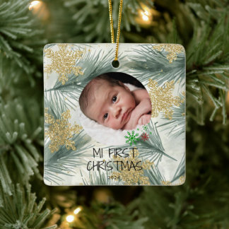 My First Christmas – Personalized Baby Photo Ceramic Ornament