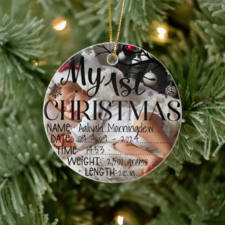 My First Christmas Personalized Name Date Time Ceramic Ornament