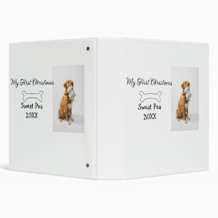 My first Christmas pet animal photo name year bone Binder