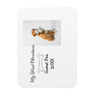 My first Christmas pet animal photo name year bone Magnet