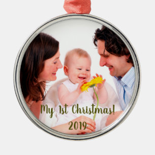 My First Christmas Photo Christmas Metal Ornament