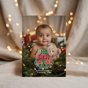 "My First Christmas" Photo Collage Holiday Card