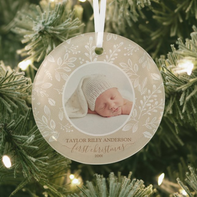 My First Christmas Photo Ivory Glass Ornament (Insitu)