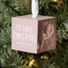 My first Christmas pink personalized baby photo